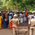 തലശേരിയിൽ സ്പീക്കറുടെ ക്യാമ്പോഫീസിലേക്ക് ബിജെപി നടത്തിയ മാർച്ചിൽ ഉന്തും, തള്ളും ; മാർച്ച് ജനവഞ്ചനക്കും, വികസനമുരടിപ്പിനുമെതിരെ