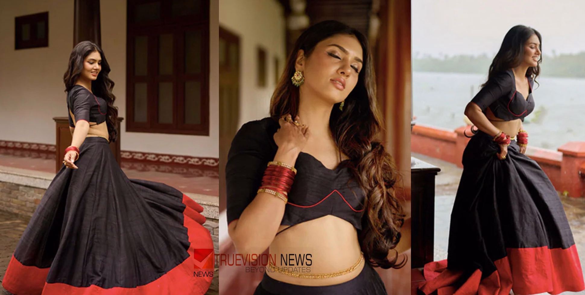 കറുപ്പും ചുവപ്പും ചേരുന്ന ഗ്രാമീണ തനിമ; ഗായത്രി സുരേഷിന്റെ മിനിമൽ ലുക്ക് വൈറൽ